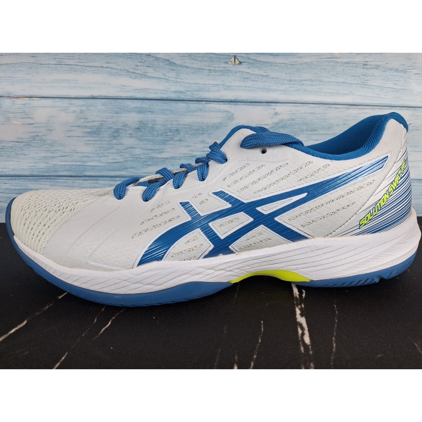 Asics Solution Swift Ff Men's Court Trainers White Blue Sz 8